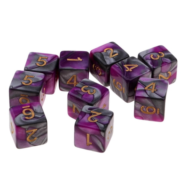 Juego dos de múltiples caras de 10 piezas, perfecto para juegos dos y Morado + Gris Zulema Juego de dados de 6 caras
