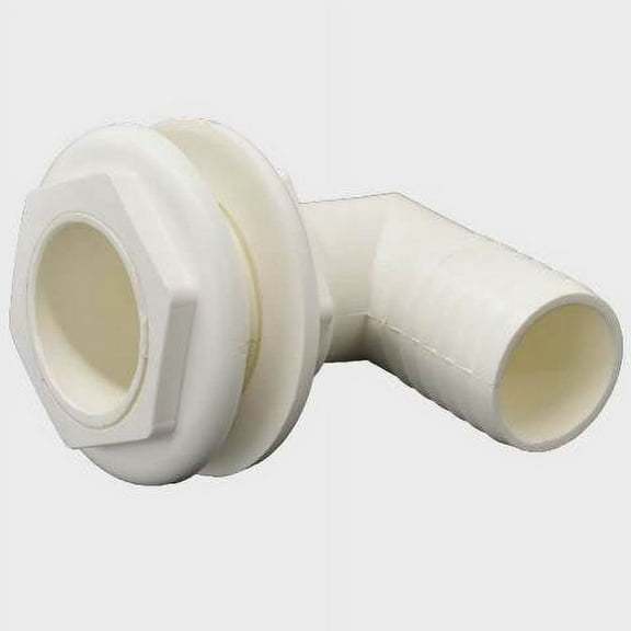 Marine Boat Elbow Fitting | 90 Degree 1 3/4 x 1 1/2 Inch White Plastic