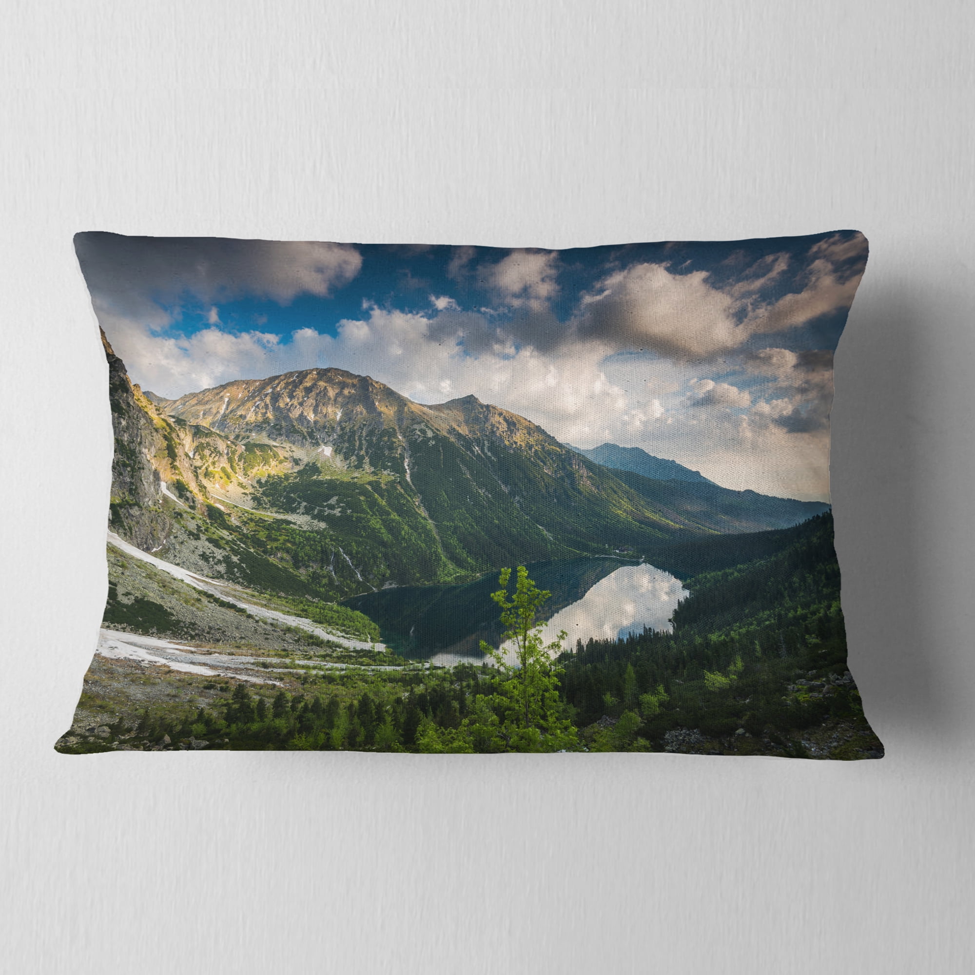 Designart Summer at Polish Tatra Mountains - Landscape Printed Throw Pillow - 12x20