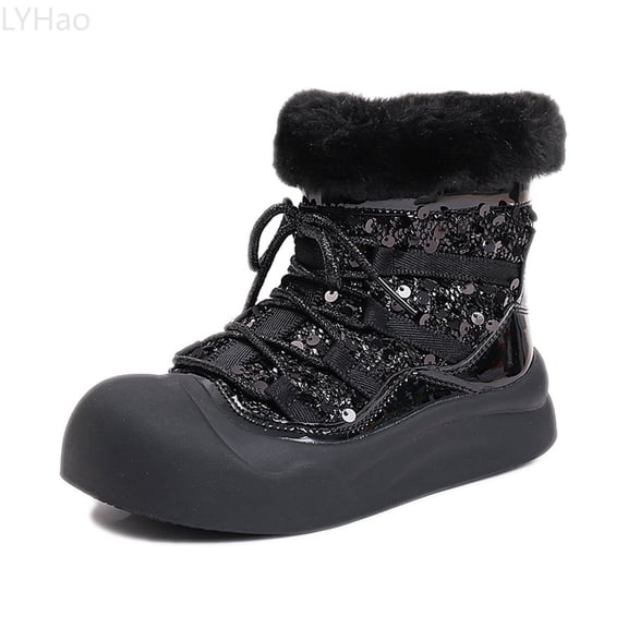 LYHao Fashion Autumn Children Girls Sports Shoes Flat Thick Bottom Non Slip Easy To Wear PU Upper Comfortable Boots ,Girls Boots Sizes 10.5 Black(4-4.5 Years)