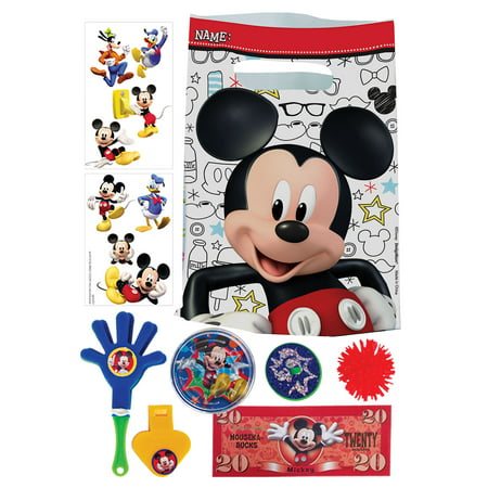 Party City Mickey Mouse Basic Favor Supplies for 8 Guests, Include Plastic Favor Bags and a Complete Party Favor Pack