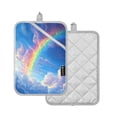 thumbnail image 2 of Two Pieces Of Square Heat Insulation Pad Oven Mitts 7x9.8 Inch Oven Microwave Kitchen Cooking Baking Picturesque Rainbow Cloud, 2 of 7