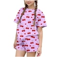 thumbnail image 2 of ATOGUTA Girl's Short Sets Kids Short Sleeve T Shirts and Elastic Waist Shorts Size 3T-15 Casual Summer Outfits for Kids Purple, 2 of 6
