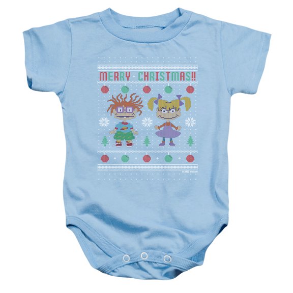 Rugrats Merry Ugly Christmas Sweater With Chucky And Angelica Unisex Infant Snap Suit for Baby