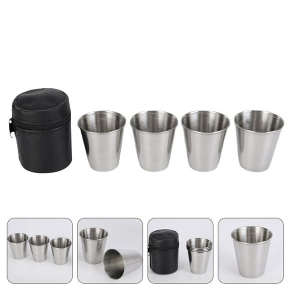 Stainless Steel Cups with Cover for Home Use Silver Color Durable and Rustproof 4 oz