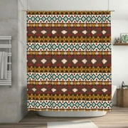 Retro Southwestern Tribal Style Brown Pattern Shower Curtain, Waterproof Bath Curtains for Bathroom Decorations, 72 x 72 inches