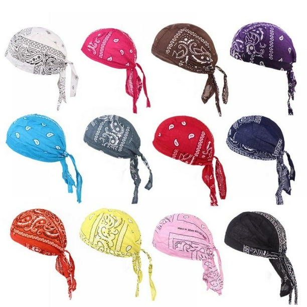 3PC Men Women Cotton Biker Skull Cap Motorcycle Bandana Head Wrap Du