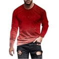 thumbnail image 2 of Wrtxtat Ombre Tops for Men Casual Tie Dye Gradient Print Long Sleeve Overszied Crewneck Pullover Sweatshirts Big and Tall Regular Fit Athletic Workout Tees Shirt Red#01 XL, 2 of 5