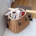 thumbnail image 5 of Wicker Picnic Basket, Fishing Creel Basket, Carrying Gift Basket with Lid and Shoulder Strap, 5 of 7