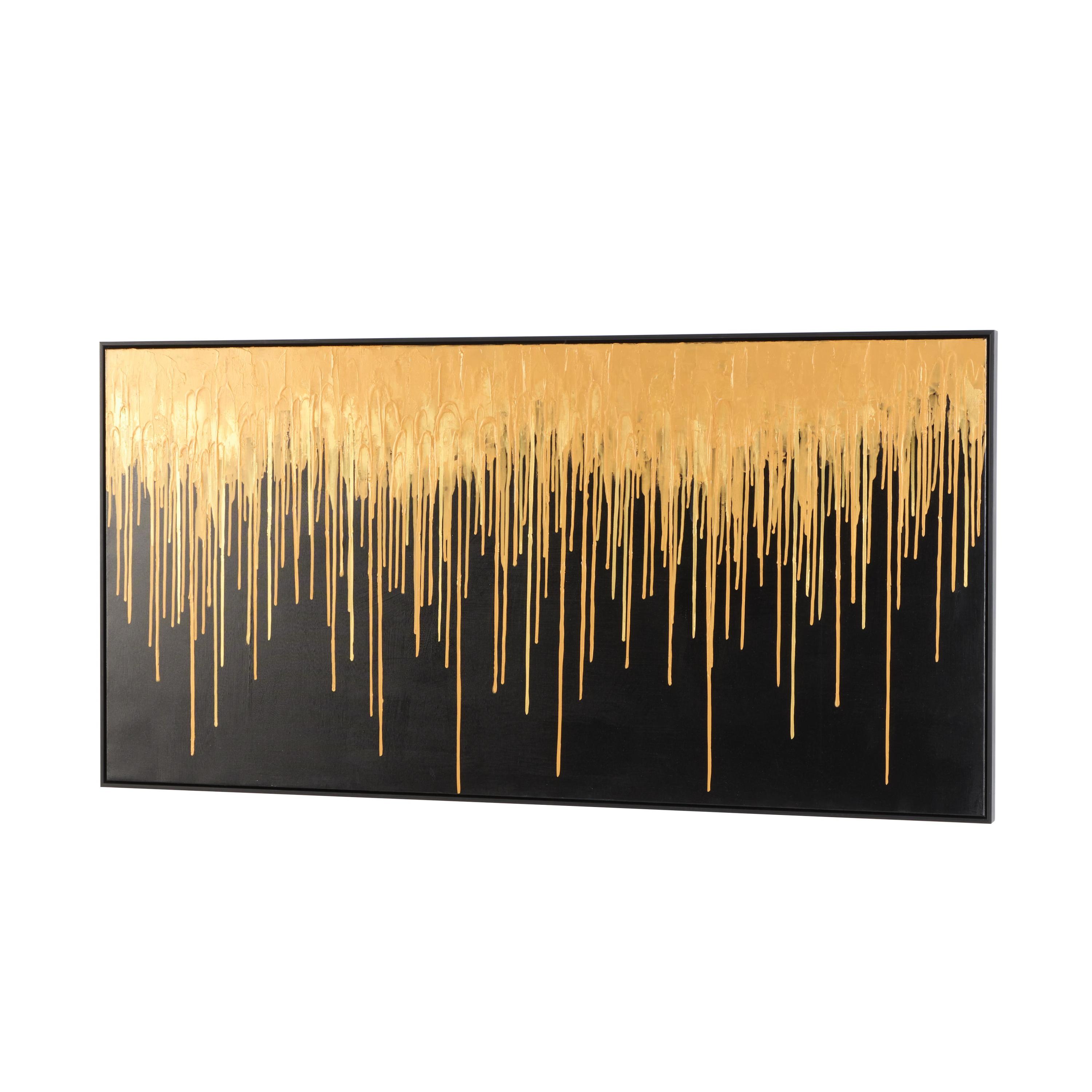 59" x 30" Melting Drip Abstract Framed Wall Art with Black Frame, by DecMode