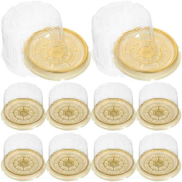 HLONK 10Pcs Clear Plastic Food Container Cake Containers Carriers Packaging Box with Lids 4inch