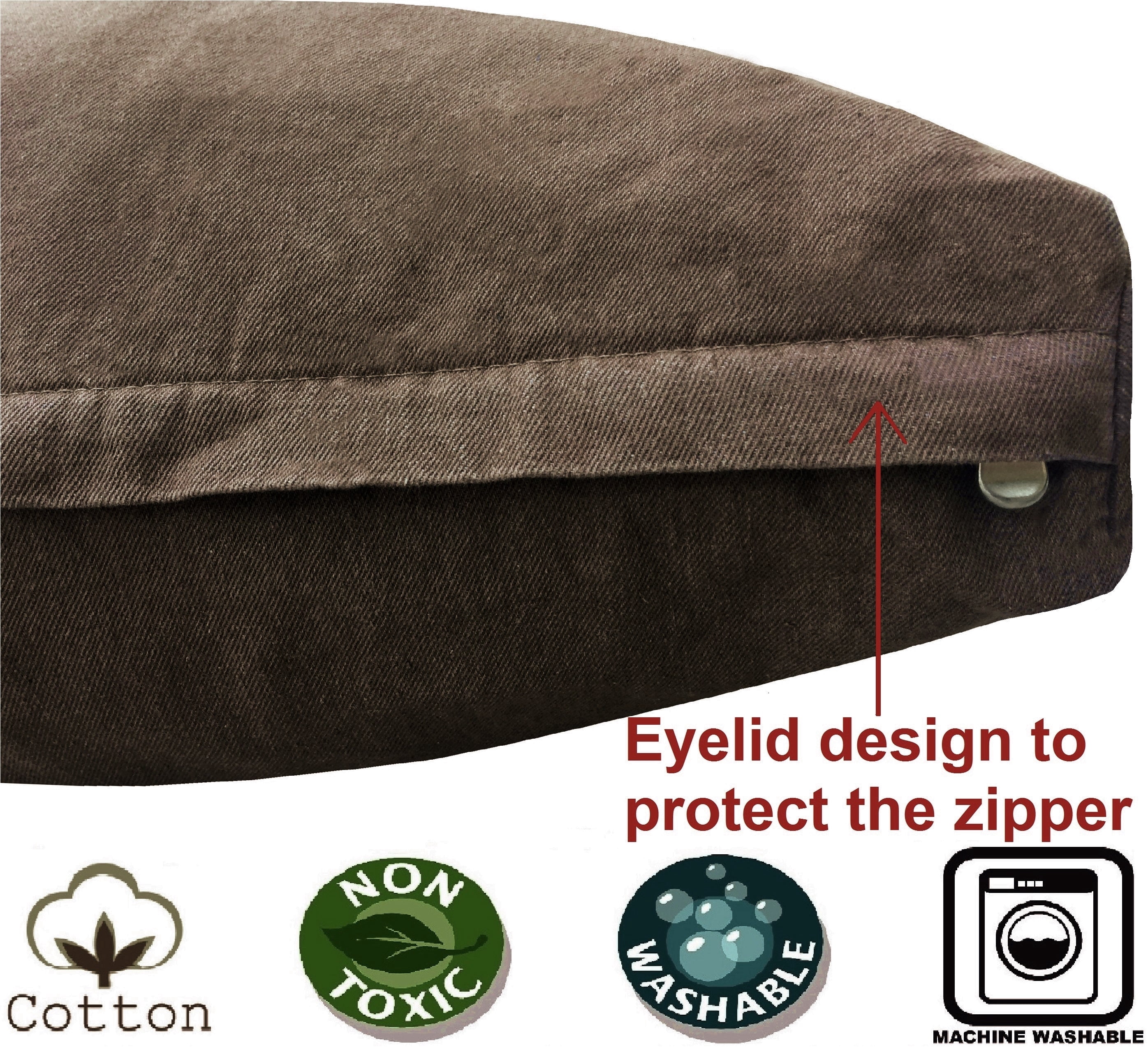 Dogbed4less Shredded Memory Foam Pet Dog Bed Pillow 55"x37", Washable Waterproof Brown Denim Cover