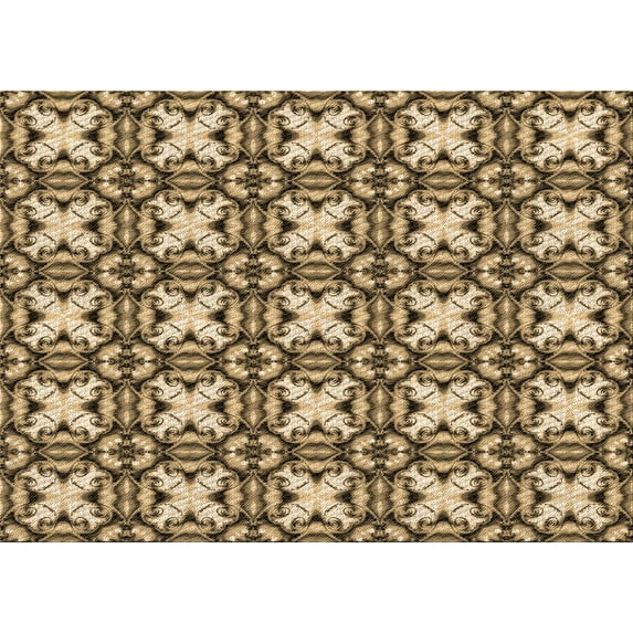 Ahgly Company Indoor Rectangle Patterned Macaroni and Cheese Yellow Area Rugs, 4' x 6'