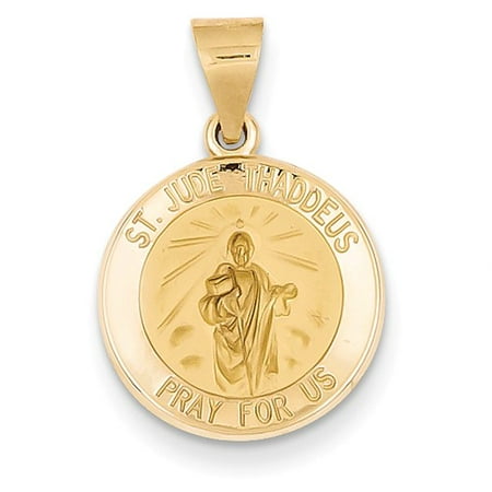 14k Yellow Gold Polished and Satin St. Jude Thaddeus Medal Pendant