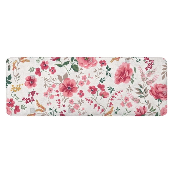 Pioneer Flower Floral Print Pattern Kitchen Rug Mat,Kitchen Runner Rugs Non Skid Washable,Decorative Kitchen Floor Mats for Kitchen,Sink,Laundry,17"x47.2"