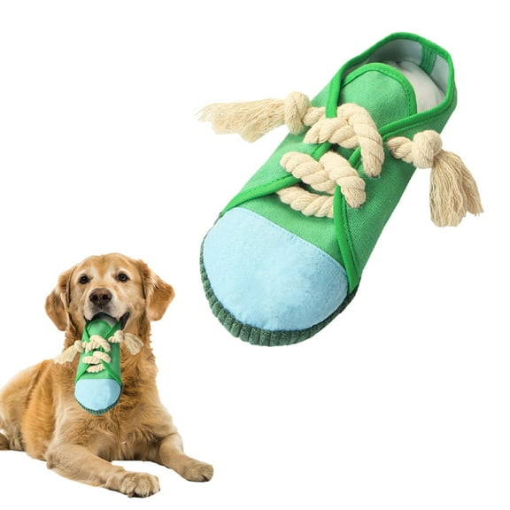 Blublu Park Dog Shoe Chew Toys, Creative Durable Puppy Interactive Squeaky Decoy Toy with Rope for Pet, Green