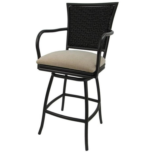 Tobias Designs 26" Outdoor Swivel Aluminum Counter Bar Stool in Tan