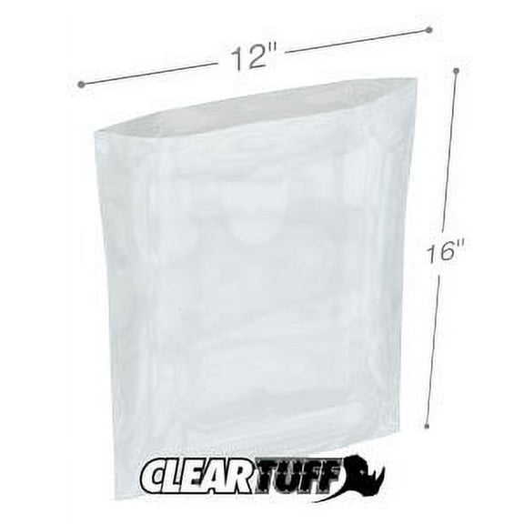 ClearTuff - 12" x 16" 2 Mil Flat Poly Bags - 1000/Case