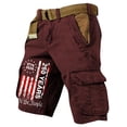 thumbnail image 2 of GrmtClth American Flag Print Cargo Shorts for Men Patriotic 1776-2026 Summer Shorts Vintage Multi-Pocket Short Pants Fashion Outdoor Trouser Wine 2XL, 2 of 4