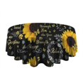 thumbnail image 5 of Black Sunflower Word Pattern Round Tablecloth 60"x60",Wrinkle Wipeable Table Cloth for Kitchen Dining Room Picnic Patio Party, 5 of 6