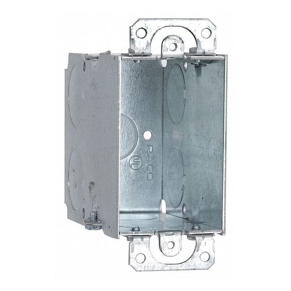 Electrical Box, 18 cu in, Switch Box Type, 1 Gang, Steel, Rectangular Shape 591
