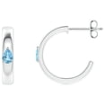 thumbnail image 2 of ANGARA Natural Pear Aquamarine Solitaire Hoop Earrings in 925 Sterling Silver for Women (Size-4x3mm) | March Birthstone, Birthday, Anniversary, Jewelry Gift for Women | Natural Aquamarine Earrings, 2 of 8