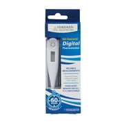 Veridian 60-Second Digital Thermometer | Fever Alert, Memory Recall | Rigid Tip | Water-Resistant | Case + Probe Covers