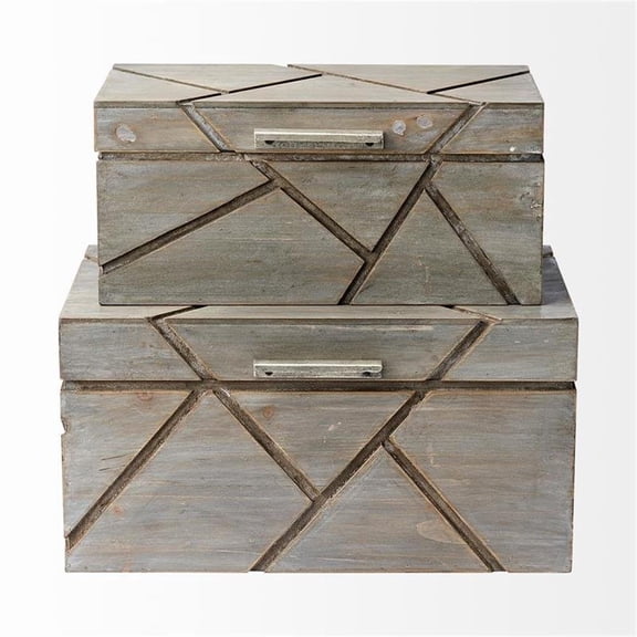 Mercana Furniture Niobe Set of Two Gray Wooden Nesting Boxes