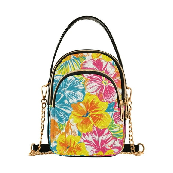 joogoo Women Elegant Flowers Chain Crossbody Bags Shoulder Handbag Phone Purse