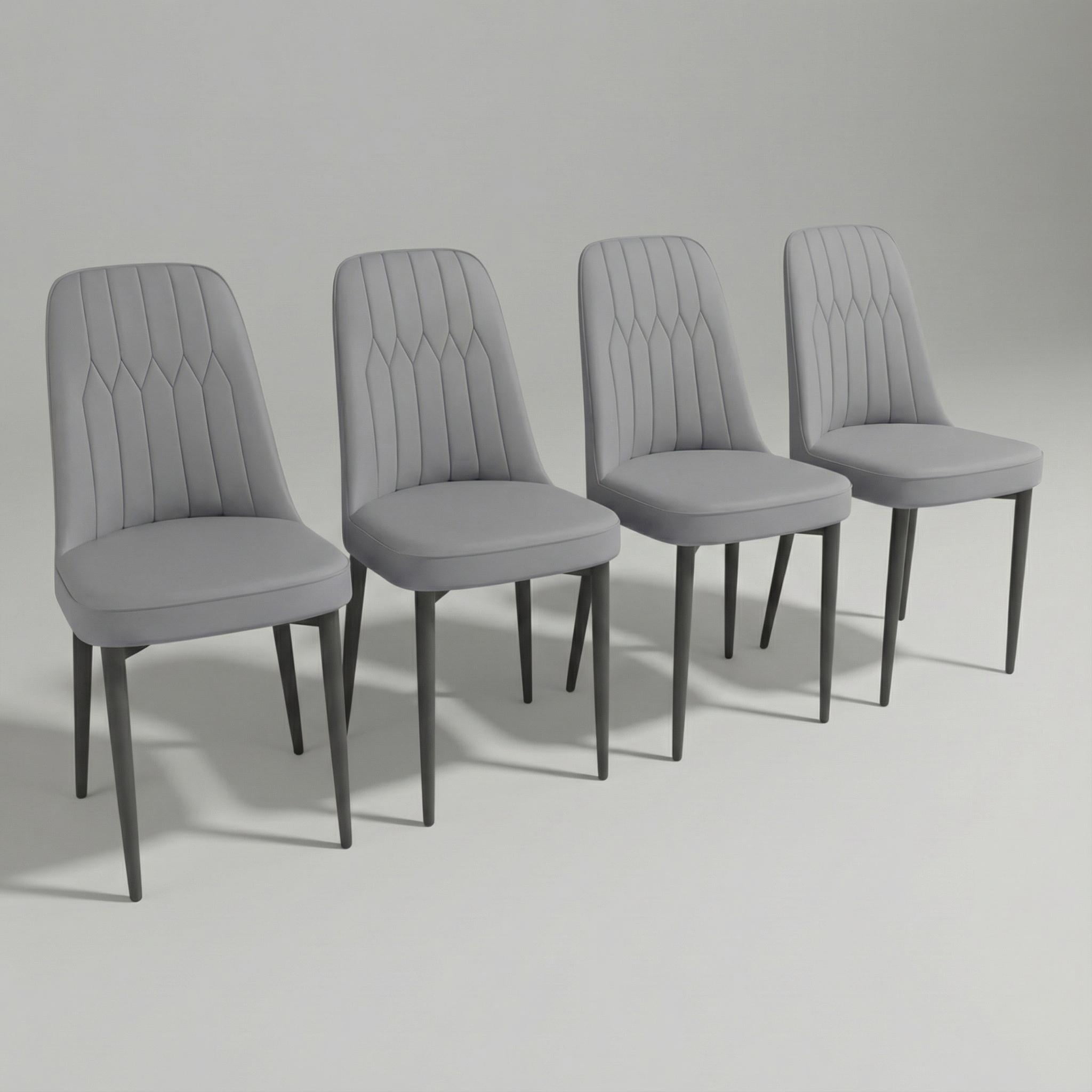 CasaGlajore Set of 4 Modern PU Leather Dining Chairs with Black Metal Legs, Upholstered Side Chairs for Kitchen, Living Room, and Office – Cream Faux Leather Seating