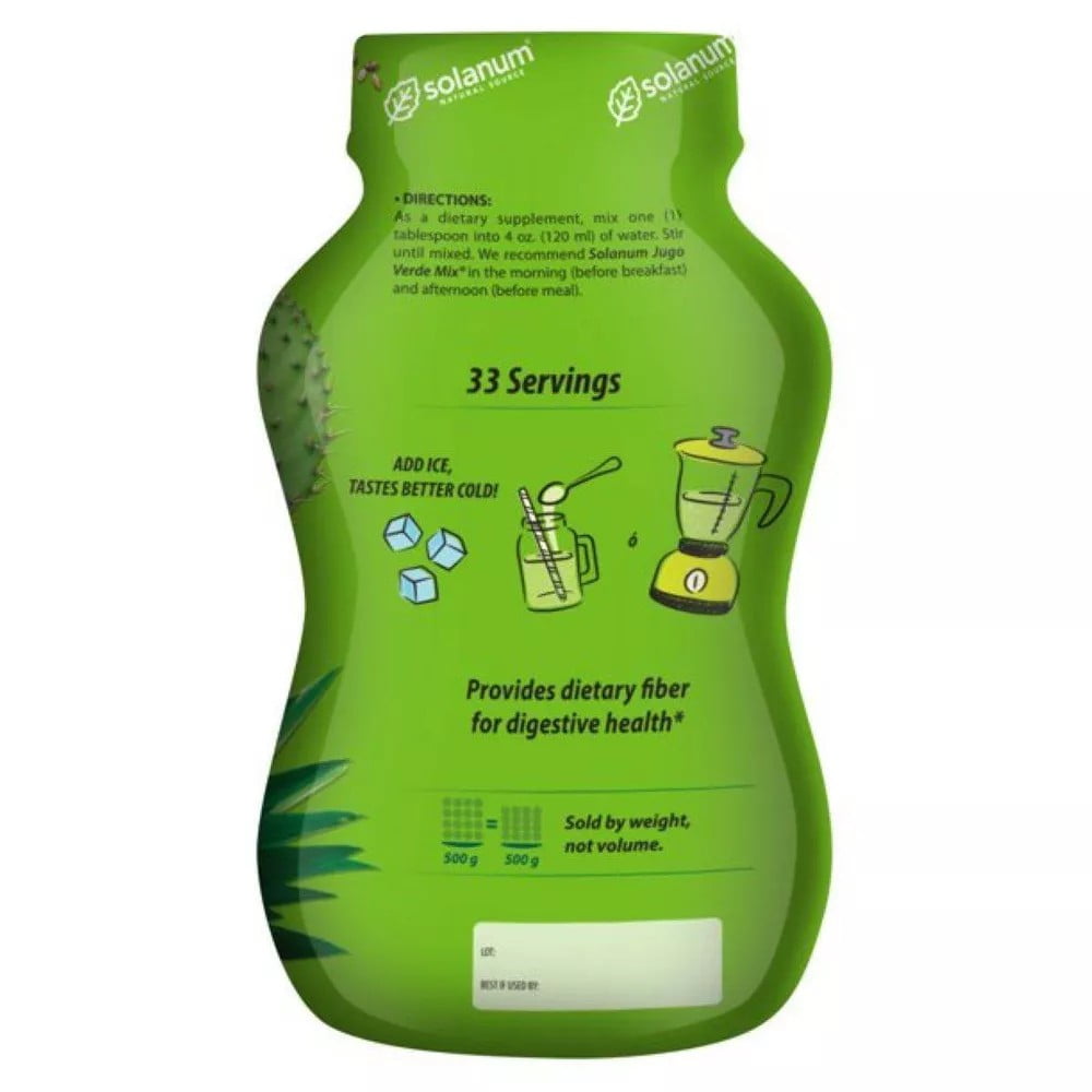 Solanum Jugo Verde Supplement Greens Powder Mix for Digestive Health, with Fiber, 17.63 oz