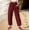 Wine, variant on Dasayo Dark Blue Pants for Women Cotton Linen Loose Trousers Solid Leisure Pockets Slacks Women's Capris L