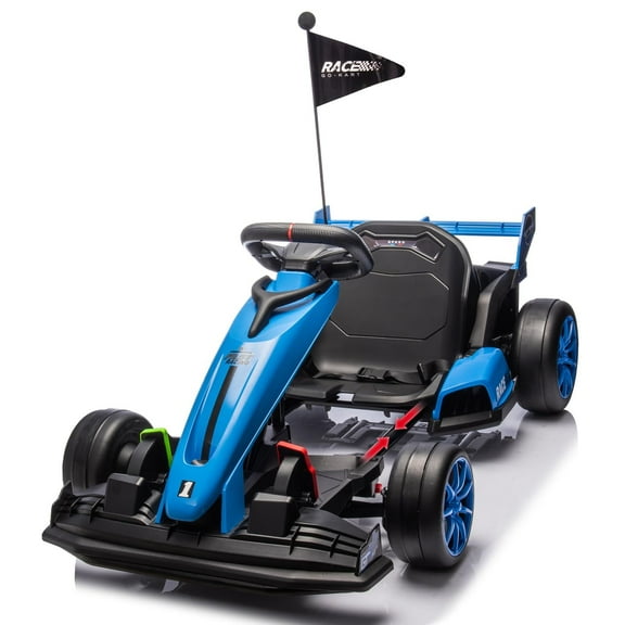 Riedhoff 24V Kids Electric Go Kart,200W Dual Motor,High Speed Drift Kart,Variable Speed,FWD/REV,Blue