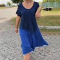 thumbnail image 3 of ZenCart Women Midi Dress O-Neck Short Sleeve Gradient Color Mid-calf Dress Casual Loose Cut Soft Lightweight Fabric Dress, 3 of 8