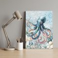 thumbnail image 4 of Ships Next Day Canvas Wall Art 18"x24", Coastal Octopus Wood Framed Canvas Print Painting, Summer Beach Vintage Ocean Coral Ready to Hang Picture Wall Decor for Home Bedroom Living Room Dining, 4 of 9