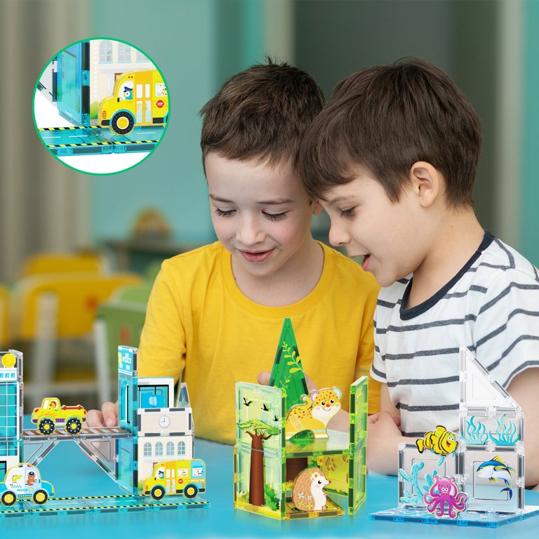 PicassoTiles Magnetic Tiles for Kids – 3-in-1 Aquarium, Safari
