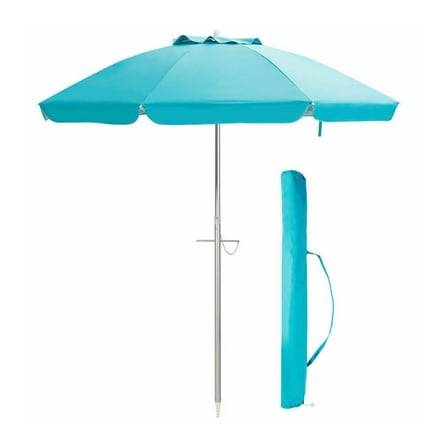 FASCK 6.5FT Beach Umbrella with Carry Bag No Weight Base, Portable Sun Protection for Sand Beach Outdoor