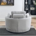 thumbnail image 5 of Lazy Chair with Ottoman,Swivel Chair with Half Moon Storage Ottoman,Round Oversized Swivel Barrel Chair for Living Room,360°Modern Accent Chair with 4 Pillows for Home, 5 of 9