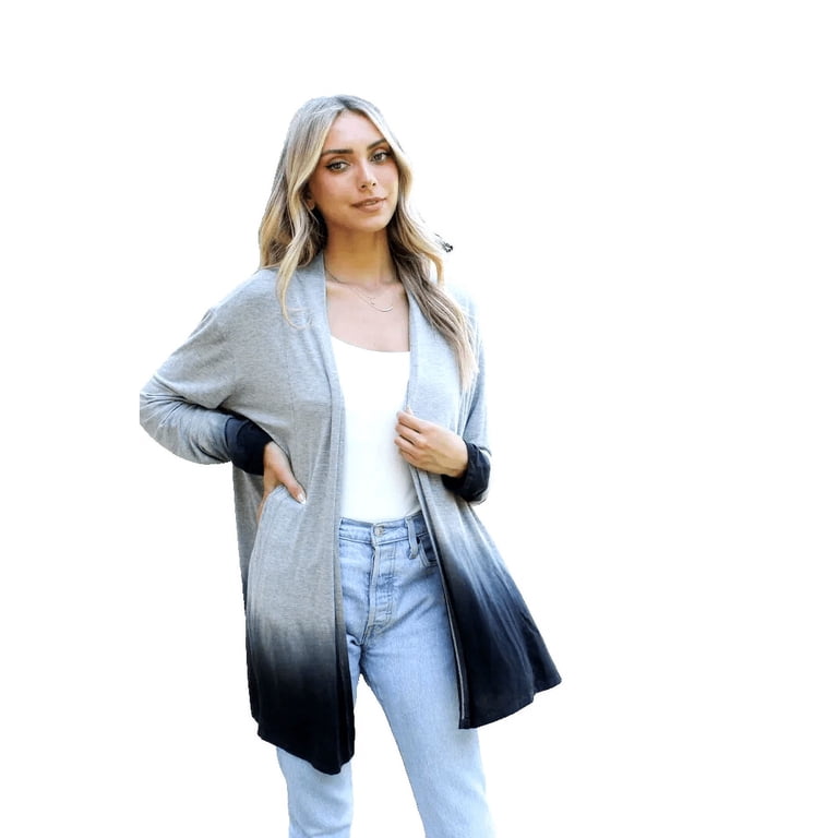 Womens Regular Plus Size Long Sleeve Open Front Draped Cardigan 