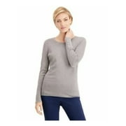 JM COLLECTION Womens Silver Glitter Long Sleeve Scoop Neck Sweater M