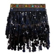 thumbnail image 4 of Women's Sparkly 2Pcs Belly Dance Outfits Sequin Tassel Bra Crop Top with Fringe Hip Scarf Sets Sexy Latin Dress, 4 of 6
