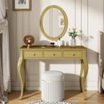 thumbnail image 2 of Luxury Makeup Vanity Desk with Oval Mirror - Elegant 3-Drawer Dressing Table with Jewelry Storage, Vintage-Inspired Console Table for Bedroom, Living Room & Entryway, 2 of 10