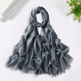 thumbnail image 3 of Eoperou Women Scarf Retro Shiny Tassel Solid Color Headscarf Wide Long Decorative Windproof Glossy Washable Lady Shawl Clothes Accessory, 3 of 8