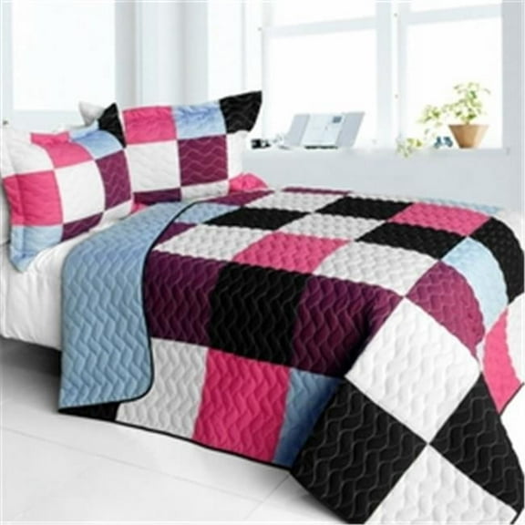 Sweet Berry Smack - 3 Pieces Vermicelli - Quilted Patchwork Quilt Set  Full & Queen Size - Multicolor