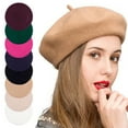 thumbnail image 2 of Wool Beret Hat French Style Solid Color Autumn Winter Warm Retro Artist Beanie Hat Costume Accessories for Women Girls, 2 of 7