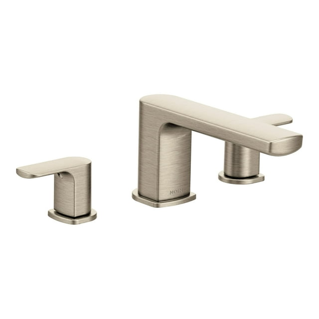Moen Rizon Brushed Nickel Two-Handle Deck Mount Modern Roman Tub Faucet Trim, Valve Required, T935BN