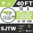thumbnail image 2 of GearIT Retractable Extension Cord Reel (40ft) 12/3 AWG Gauge SJTW,3 Outlets, LED Power Indicator, 14-Amps Circuit Breaker, 180 Degrees, UL Listed for Garage Ceiling Mount Workshop, Power Tool 40 feet, 2 of 7