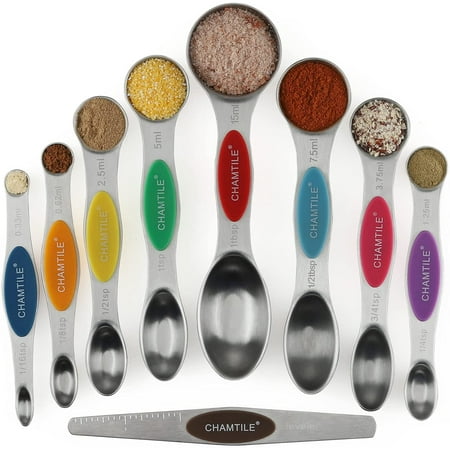 

Magnetic Measuring Spoons Set Stainless Steel Dual Sided Stackable Teaspoon Tablespoon Nesting Measuring Spoon for Measuring Dry and Liquid Ingredients