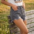 thumbnail image 6 of Denim Shorts For Women Four Button Fly High Waist Light Wash Distressed Frayed Hem Fashionable Jean Shorts With Pockets Loose Fit Summer Shorts 2026 Casual Trendy Vacation Shorts, 6 of 8