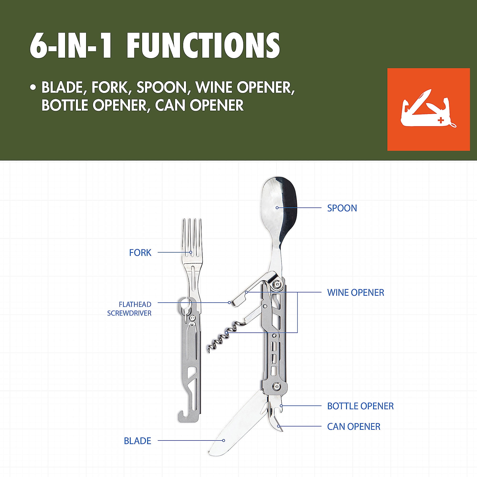 Ozark Trail 2-Piece Stainless Steel Camping Cutlery Set with Carrying Pouch